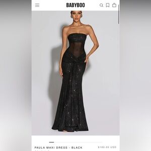 Babyboo Strapless Glitter Maxi Dress - Black
